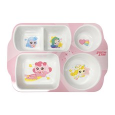 LE BARN 幼兒用 Shooting Star Catch! Teenieping 可堆疊美耐皿5格餐盤, 1個, 單品, 混合顏色