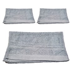 來福牌HS0524緞條素色毛巾34*79CM 88G -台灣製純棉面巾, 灰藍色, 3入