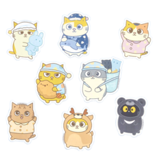 FUMEANCATS 黃阿瑪的後宮生活 後宮夢之船造型貼紙 全套 7 x 5.5cm, Multicolor, 8張, 1組