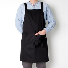 LAMIA STELLA 加厚H型咖啡館吧台圍裙 XL, 黑色, 1個