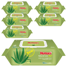 HUGGIES 好奇 Nature care plus 濕紙巾 掀蓋式, 64張, 6包