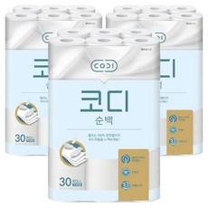 코디 순백 3겹 천연펄프 롤 화장지, 30m, 30개입, 3개