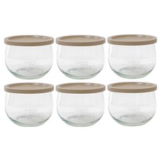 WECK 鬱金香型玻璃罐身 + 米色PE蓋 No.744, 580ml, 6套