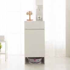 고래가구 멜로망스 로봇청소기 다용도실 틈새수납장 방문설치, 화이트