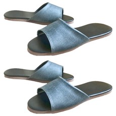 TAIWAN SLIPPER 台灣犀利趴 簡約系列 純色皮質室內拖鞋 靜音EVA鞋底 柔軟 鞋底抗滑設計, 英倫藍, 2雙