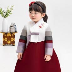 geumdong hanbok 女童用紅色條紋韓服套裝 AW141