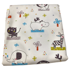 竹纖維三層嬰兒防水隔尿墊 - 大象獅子樂園，棉+竹纖維，100*150公分, 1件