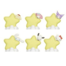 Sanrio三麗鷗 星星小夜燈 6入/盒 卡通造型 柔和燈光 居家裝飾, 黃色