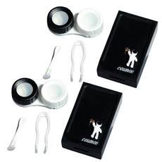 특별한상점 미니 휴대용 렌즈케이스 + 집게 세트, 블랙, 2세트