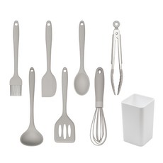 bella cuisine 迷你矽膠廚房工具8件組, 灰色