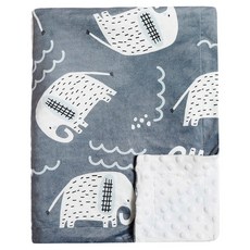 Kori Deer 可莉鹿 嬰兒童安撫魔豆毯 彌月禮盒組 灰色象, 1入, 110 x 75cm