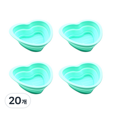 위고투 메이크업 브러쉬 클린징 세척 그릇 하트, 20개, 민트그린