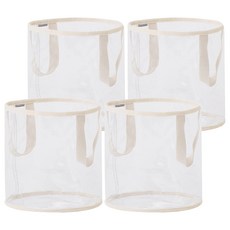 ROOM&HOME 透明收納籃 (中), 4個, 象牙色+透明