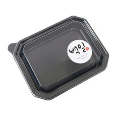 일회용 용기 블랙 + 뚜껑 + 백일스티커 캘리1 세트L-203, 100세트