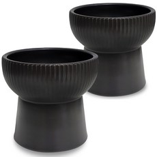 MONAGIO 寵物直條紋陶瓷餐具, 黑色