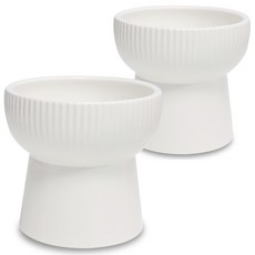 모나지오 반려동물 버티컬라인 도자기 식기 2종 세트, 화이트 + 화이트, 1개