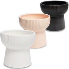 모나지오 반려동물 버티컬라인 도자기 식기, 화이트 + 살구 + 블랙, 1세트