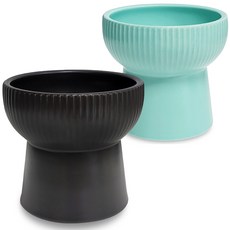 모나지오 반려동물 버티컬라인 도자기 식기 2종 세트, 민트, 블랙, 1개