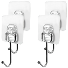 Olg 第三代免鑽孔30kg黏貼式超強力可拆卸不鏽鋼單環掛鉤, 銀色, 4個