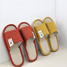 힐링스팟 린넨 슬리퍼 2종 세트, 레드 + 옐로우, 1개