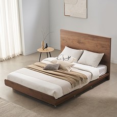 잉글랜더 SAF 모아 평상형 침대 프레임 + 스탠다드 매트리스 세트 방문설치, 프렌치월넛(프레임), 베이지(매트리스)