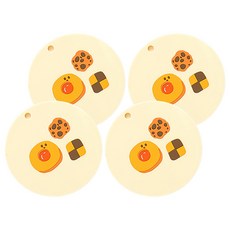 可愛食物防滑隔熱墊, 餅乾 米色, 4個