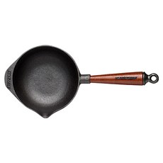 IH電磁爐適用木質單柄鑄鐵湯鍋 1L, 黑色, 16cm