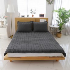 데코그램 60수 순면 피그먼트 매트리스 침대패드 고정밴드형, 차콜