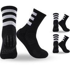 男性防滑運動三線設計緩震長筒襪 3雙入, 黑色