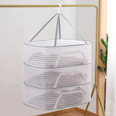 E.dot 防塵可折疊晾曬網三層 封閉型, 白色灰邊, 1個