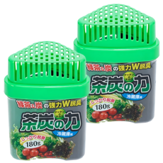 KOKUBO 小久保工業所 炭加綠茶冰箱除臭劑 有效消除冰箱各種異味 吸附力強 小巧不占空間 內容物為凝固型 不用擔心破損外漏, 180g, 2盒