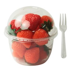 Inp PET 冰杯 杯身直徑 98mm 300ml + 圓頂無孔蓋 + 三叉迷你叉組, 50套