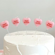 Mii Mii Party 生日派對蛋糕蠟燭, 4套, 粉紅愛心