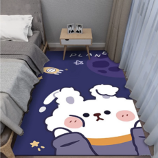 卡通小動物水晶絨地墊