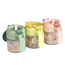 Kitensil Sinoglass Glasome 翻蓋調味罐 綠色 + 黃色 + 粉紅色 3件組 350ml, 綠色+黃色+粉紅色, 1套, 350ml(3入)