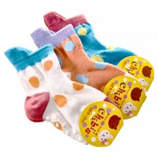 日本不勒腳 兒童款 防滑繽紛純棉襪 3雙 M(12~15cm), 點點