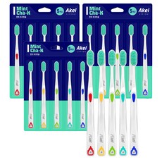 AKEI 生活雙重細軟毛薄荷炭牙刷組, 3套, 5入