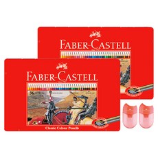 FABER-CASTELL 輝柏 油性色鉛筆 鐵盒 + 蘋果削鉛筆機 隨機出貨, 36色, 2套