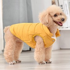 DING DONG PET 犬用簡約鋪棉絨毛背心, 芥末黃, 1個