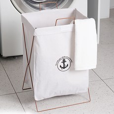 Saenghwalgongsik 附把手支架 50L 大容量洗衣籃, 白色