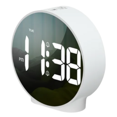 WE CHAMP LED 桌面小巧數字電子鬧鐘 - 白色，ABS材質，123*110*46mm