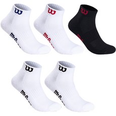 Wilson 男款運動緩震基本款Logo點綴短襪5雙組, MIX