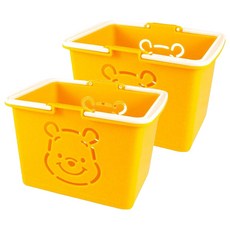 T'S FACTORY Disney 迪士尼 POOH 塑膠手提迷你置物籃 11x8x7CM, 橘, 2個