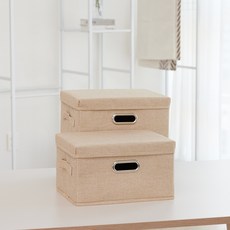 MakeMine 多用途衣物棉被整理可折疊布質收納箱 特大款, 米色, 2個