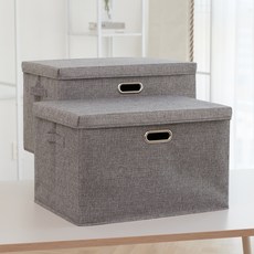 메이크마인 다용도 옷 이불 정리 접이식 패브릭 수납 리빙박스 특대형, 그레이, 2개