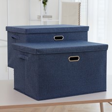 Makemine 優質斜角安全蓋式收納盒, 海軍藍, 2個