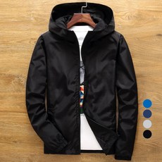 WIZI 大尺碼素色連帽防風夾克 WI064J