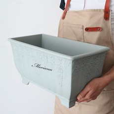 MORIANN 復古長方形腳塑膠花盆 816, 1個, 灰色