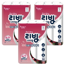 Living SOFT TISSUE 3層 Lovely 黑櫻桃 高級捲筒衛生紙, 3套, 30m, 30捲