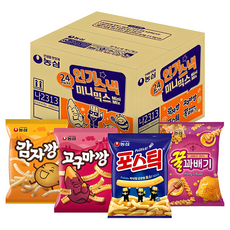 NONGSHIM 農心 人氣零食迷你分享組 720g, 蜂蜜麻花捲餅乾 6包入+通心脆薯餅乾 6包入+馬鈴薯條餅乾 6包入+地瓜芝麻脆條餅乾 6包入組, 1組